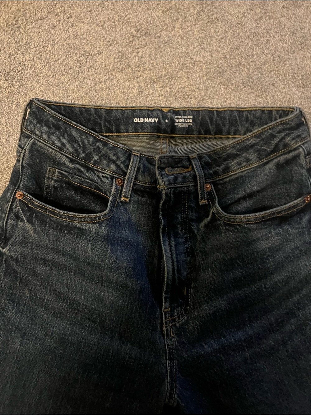 Old Navy Extra High-Rise Wide Leg Jeans - Dark Blue - Picture 3 of 4